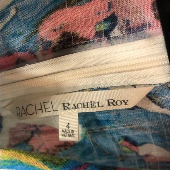 Rachel Roy Womens Floral Blue open back Romper Jumpsuit size 4 - Picture 9 of 11